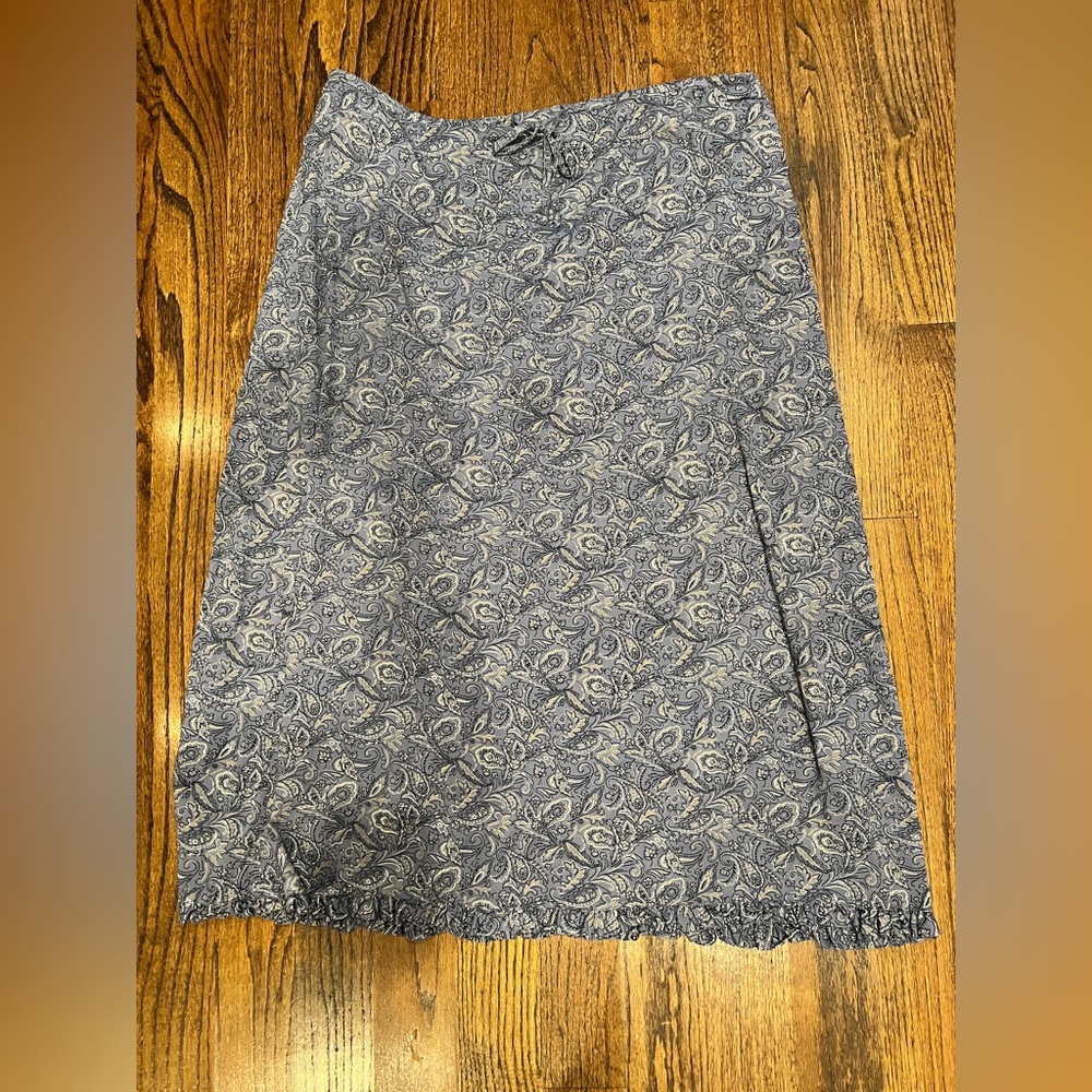 St. John's Bay Blue Floral Maxi Ruffle Hem   Drawstring Waist Skirt Sz XL
